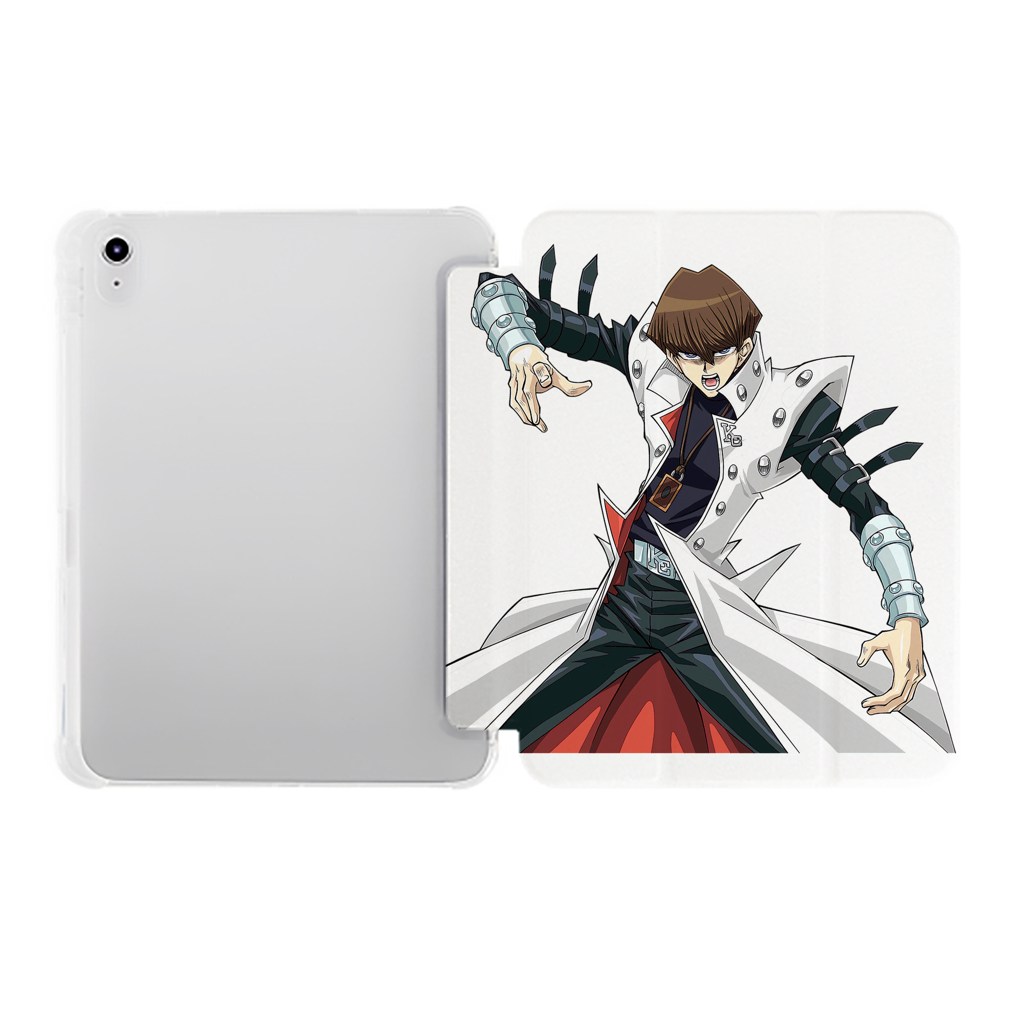 （画像用） 遊☆戯☆王 Yu-Gi-Oh! IPad ケース ペン収納付き 三つ折りスタンド PUレザー×シリコン 対応機種9.5/10.5/10.9インチ